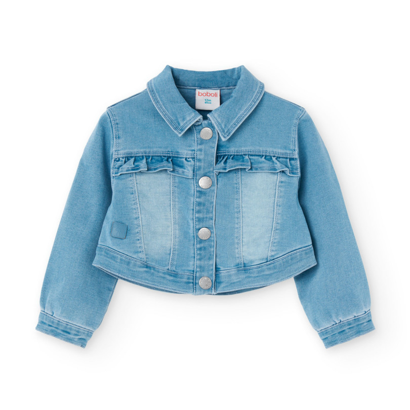 Cazadora denim punto de bebé niña