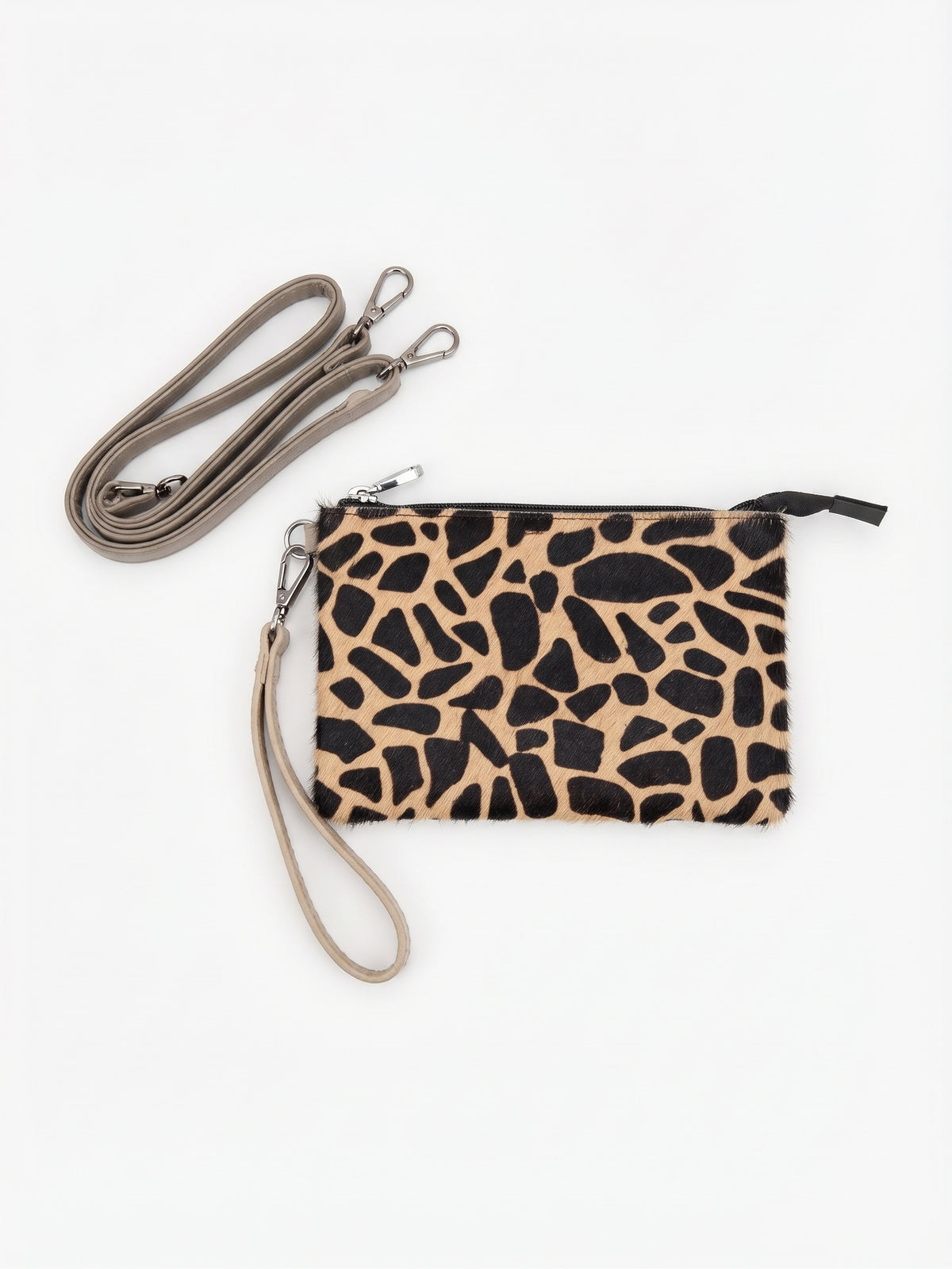 Bolso mano y bandolera 2 en 1 en piel estampado jirafa