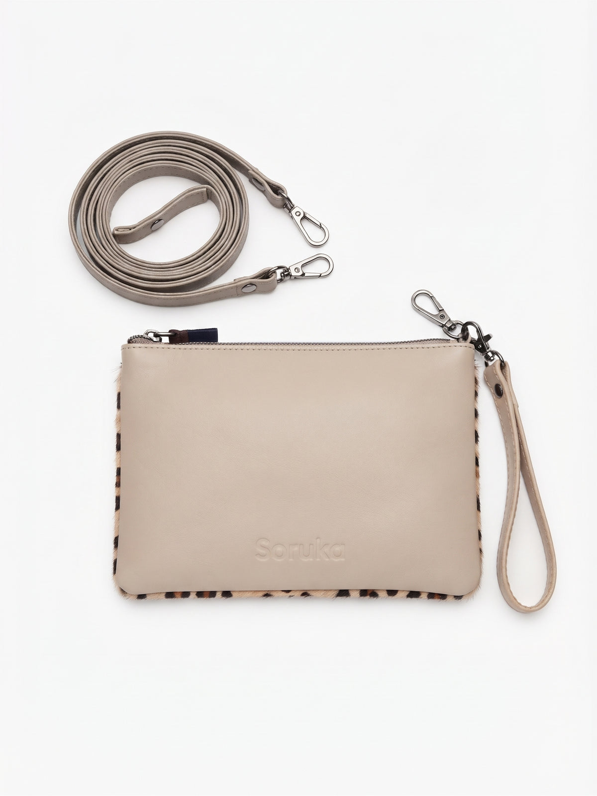 Bolso mano y bandolera 2 en 1 en piel estampado jirafa