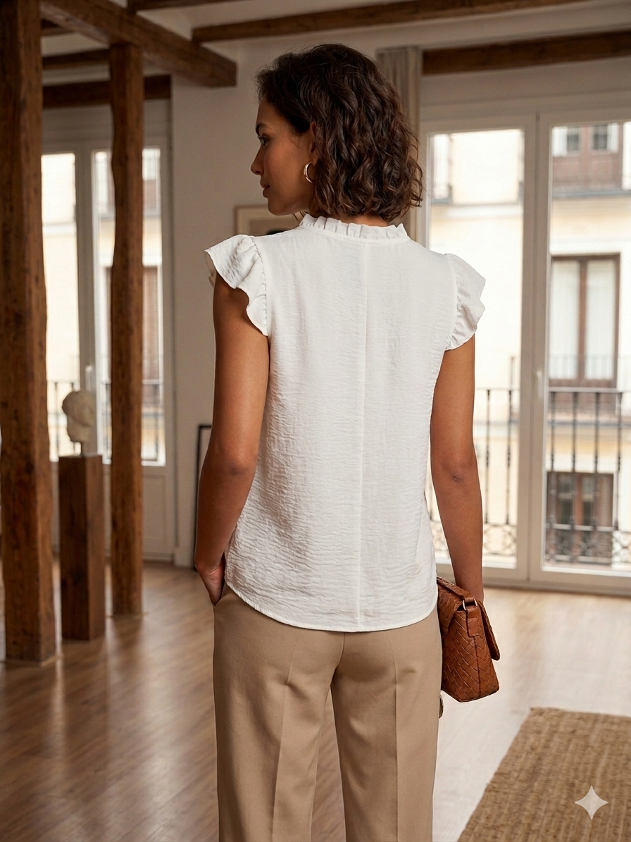 Blusa volante cuello pico
