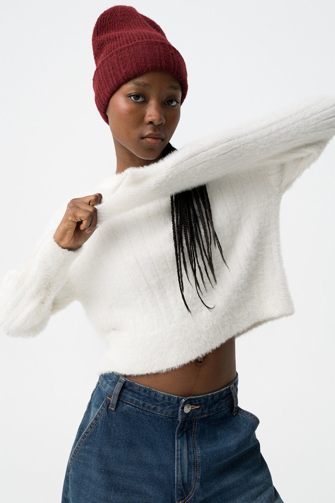 Jersey de manga larga  con bajo cropped.