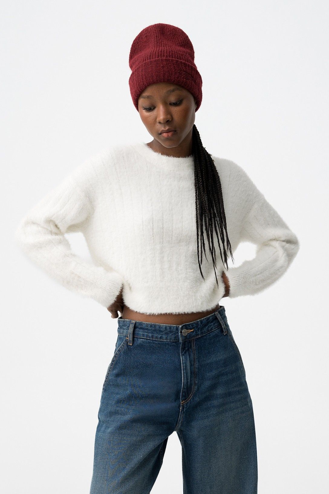 Jersey de manga larga  con bajo cropped.