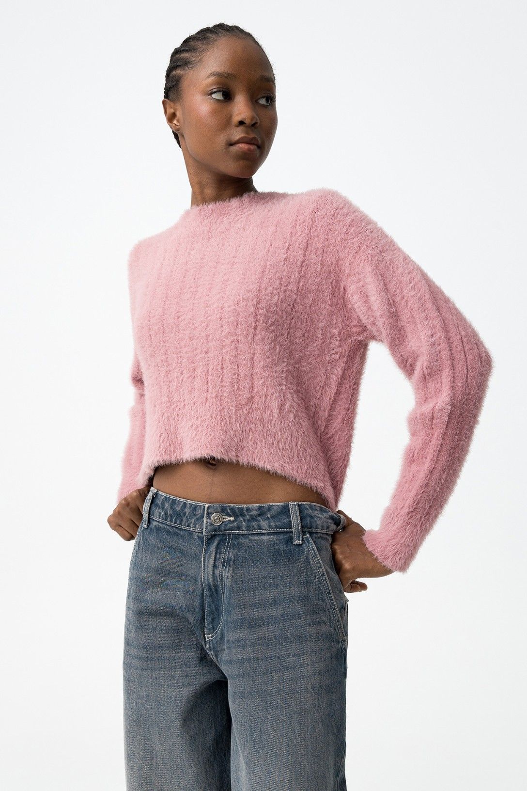 Jersey de manga larga  con bajo cropped.