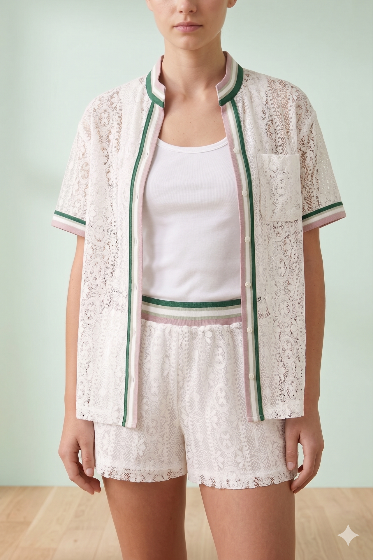 Shorts Corte Regular Encaje floral