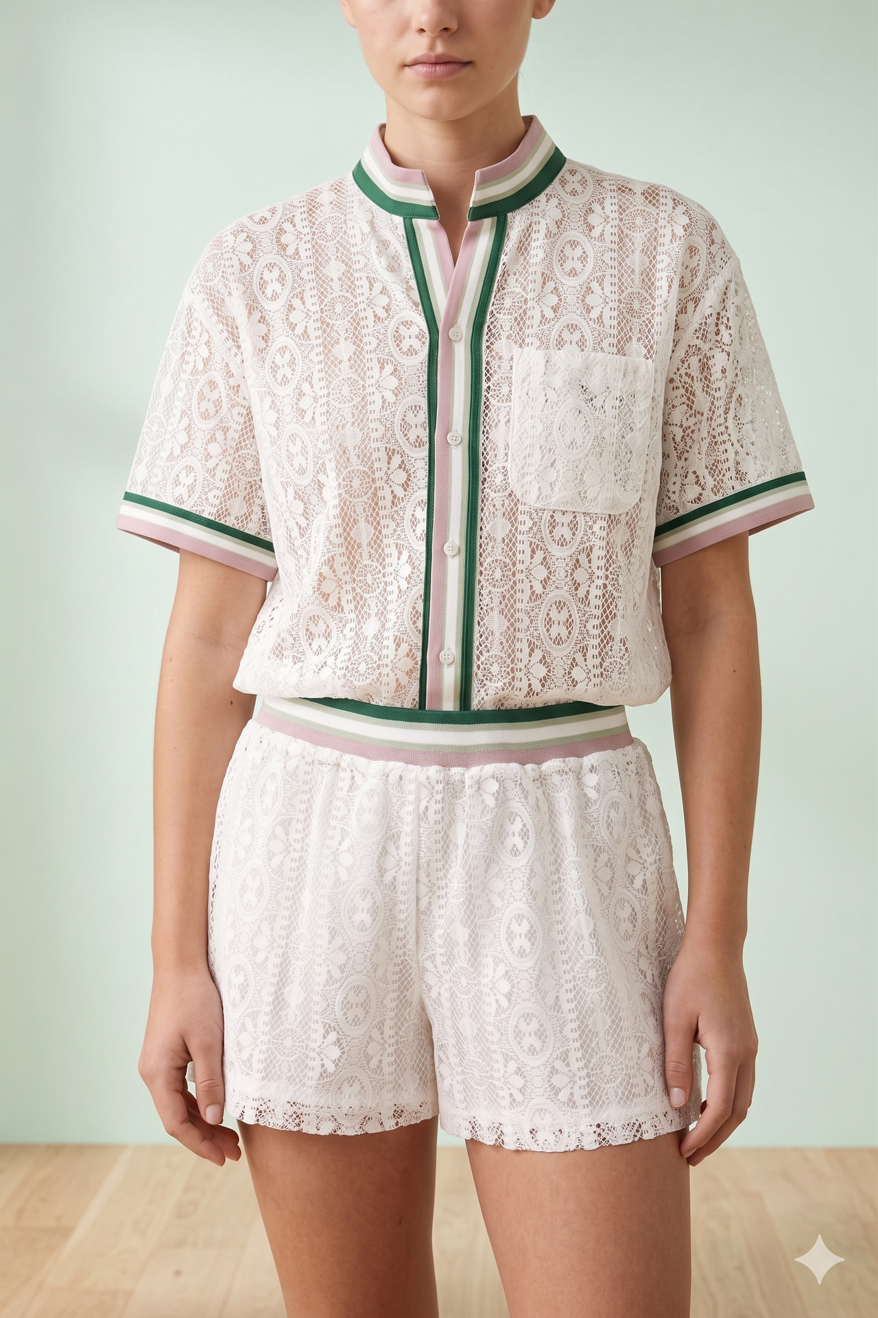 Shorts Corte Regular Encaje floral