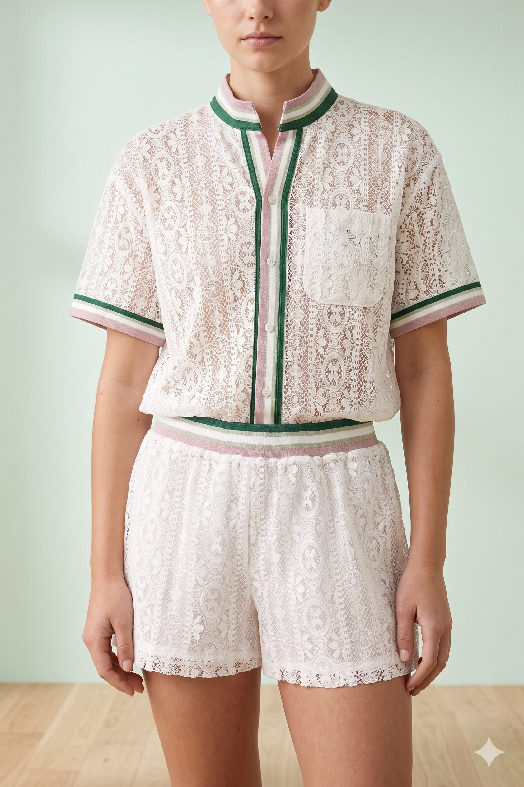 Camisa encaje manga Corta