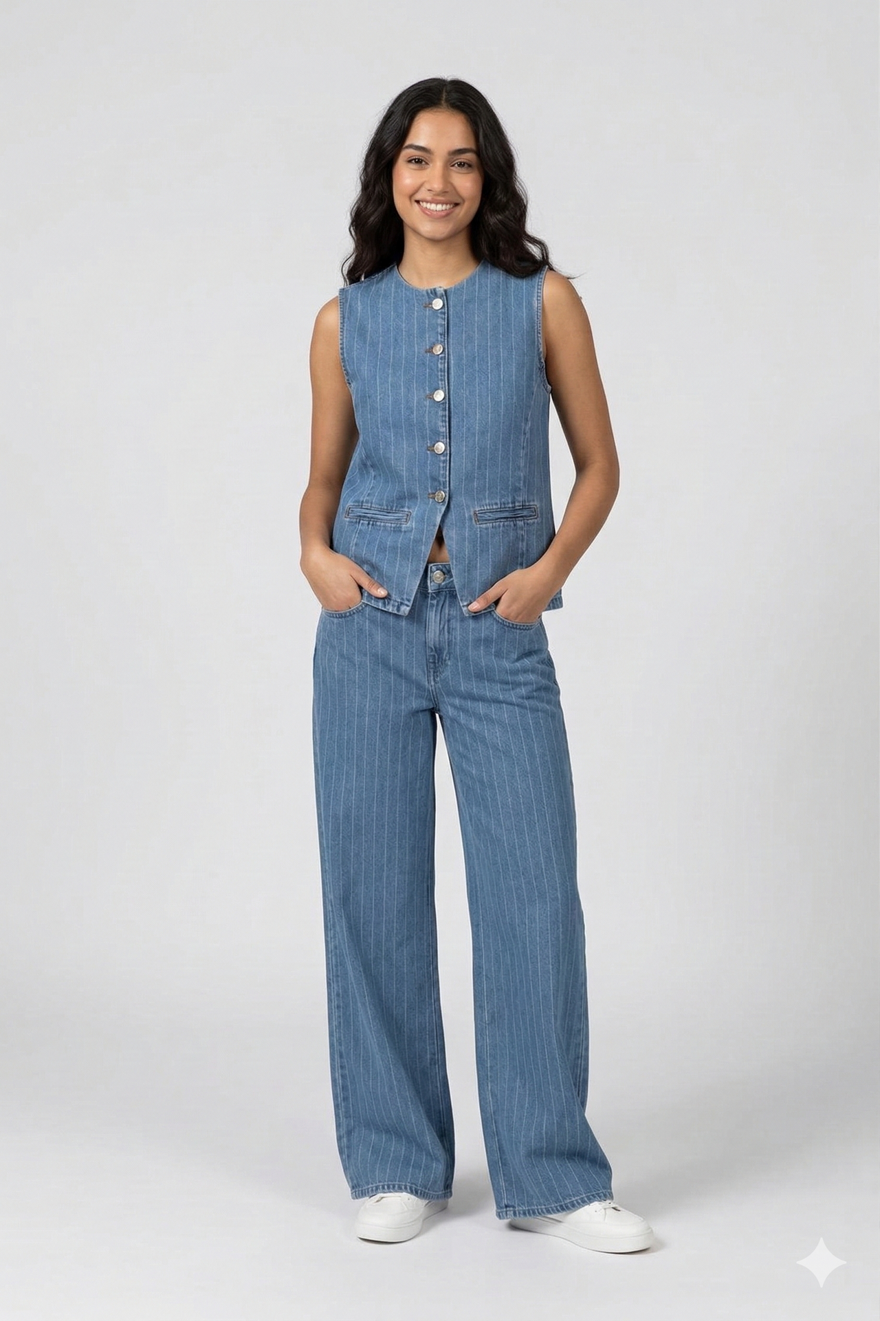 Chaleco Vaquero Rayas Plata