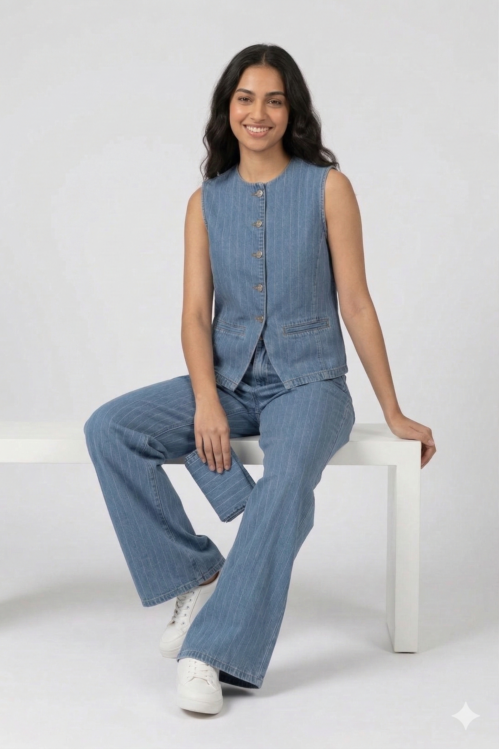 Chaleco Vaquero Rayas Plata