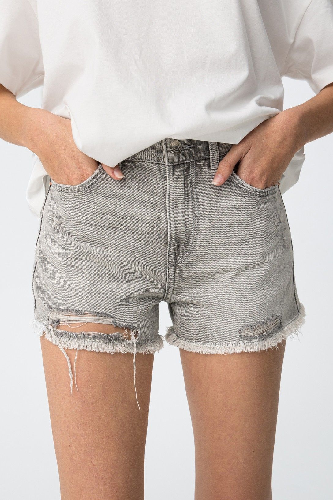 Short denim - Gris desgastado