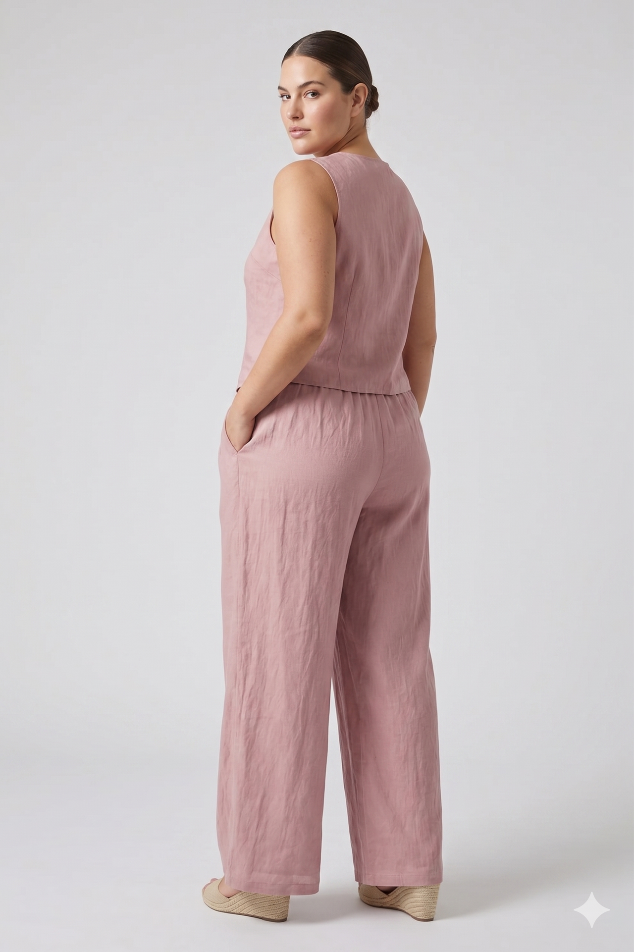 Chaleco texturizado en tono rosa empolvado mujer