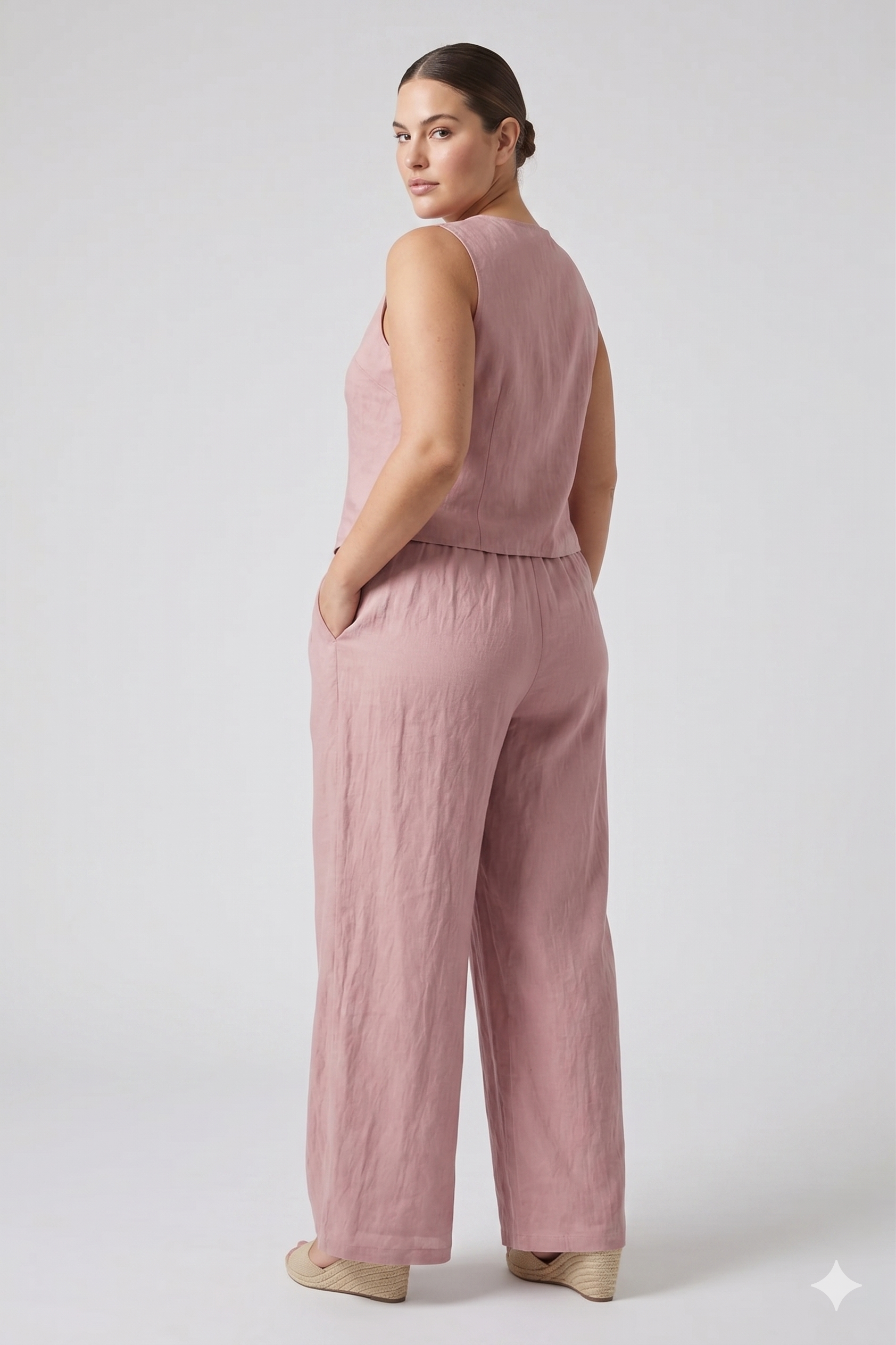 Chaleco texturizado en tono rosa empolvado mujer