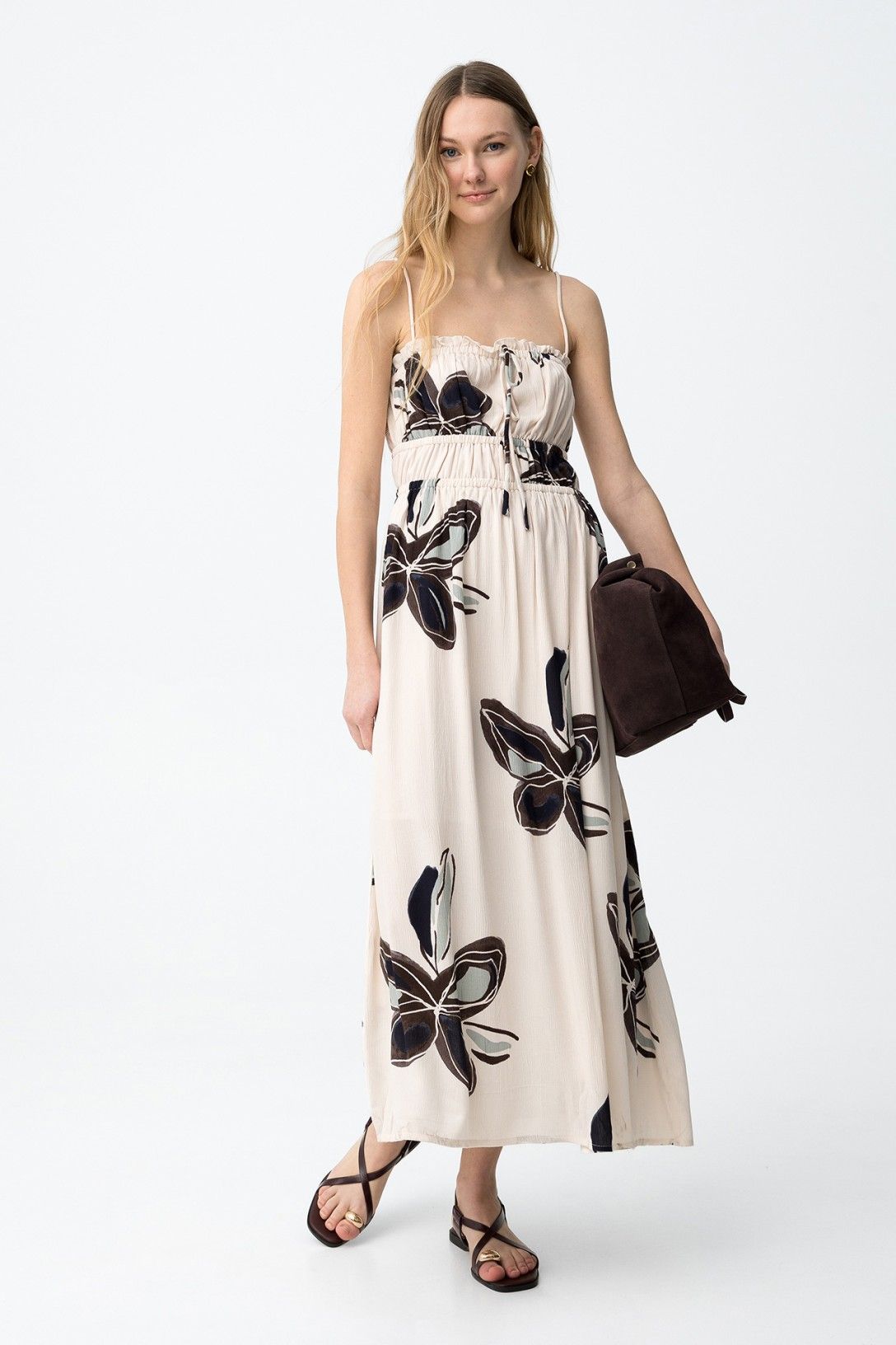 Vestido largo estampado floral.