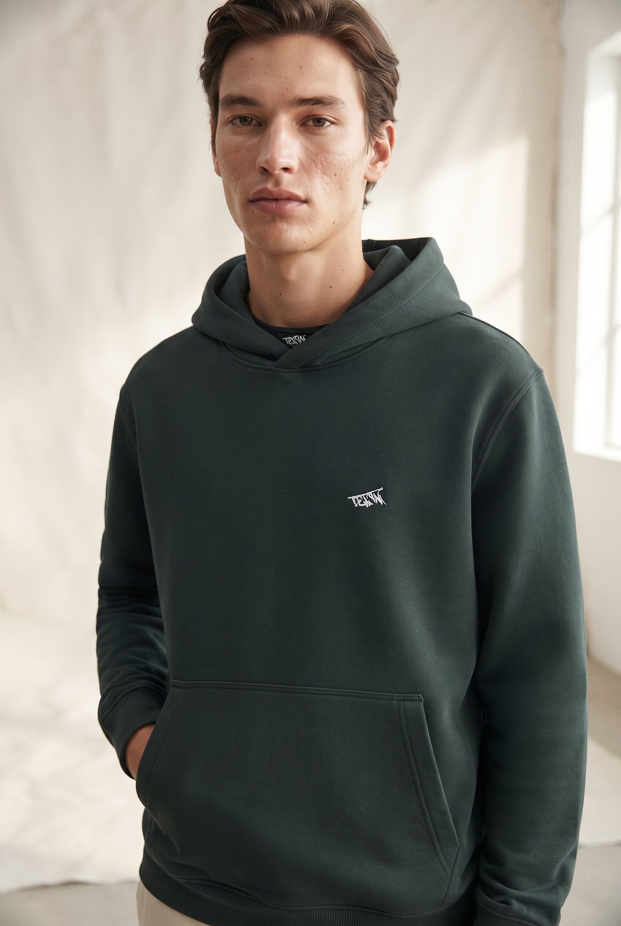 Sudadera con capucha verde. Chico.