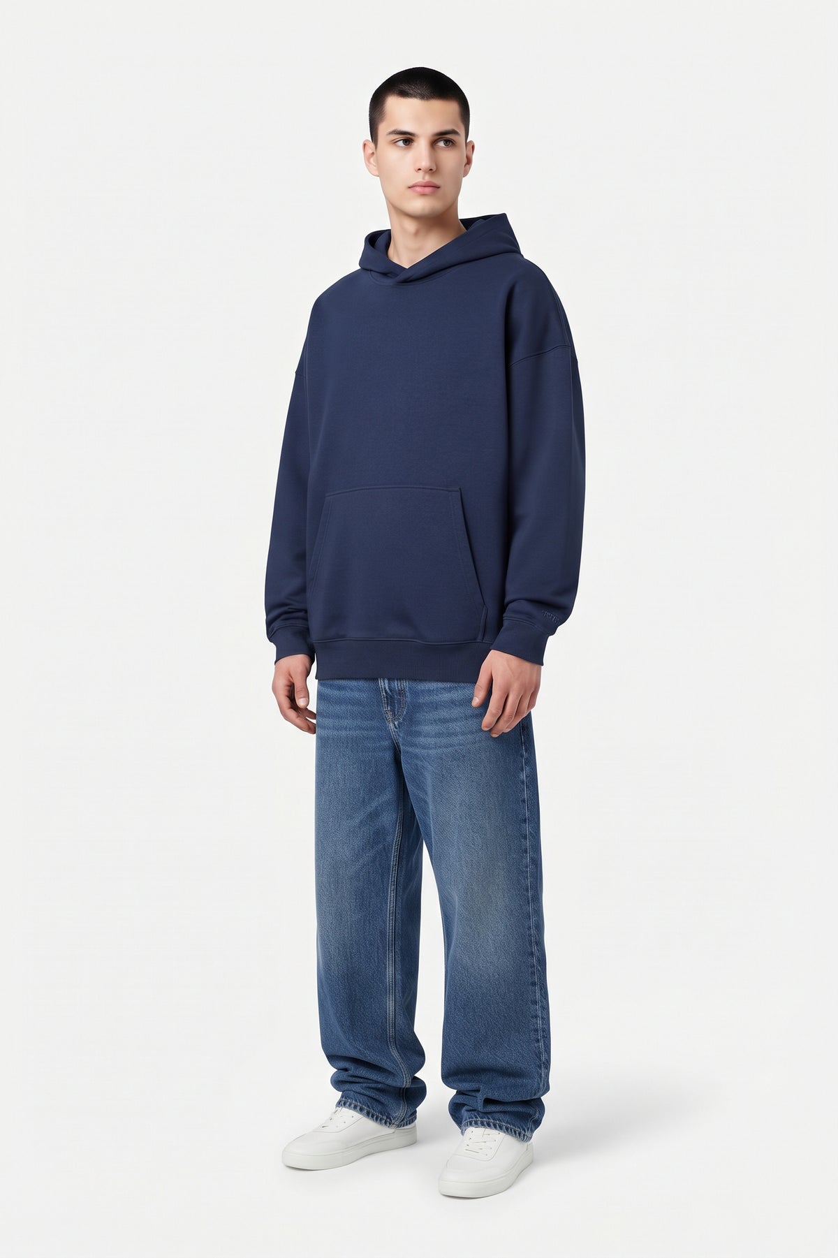 Sudadera básica con capucha en azul marino