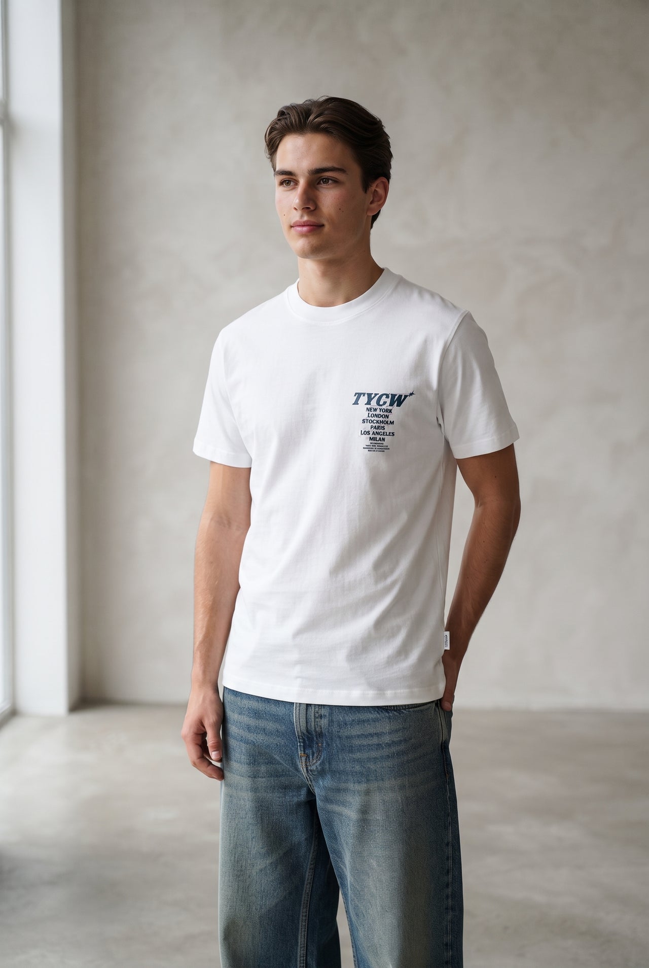Camiseta básica manga corta blanca, chico.