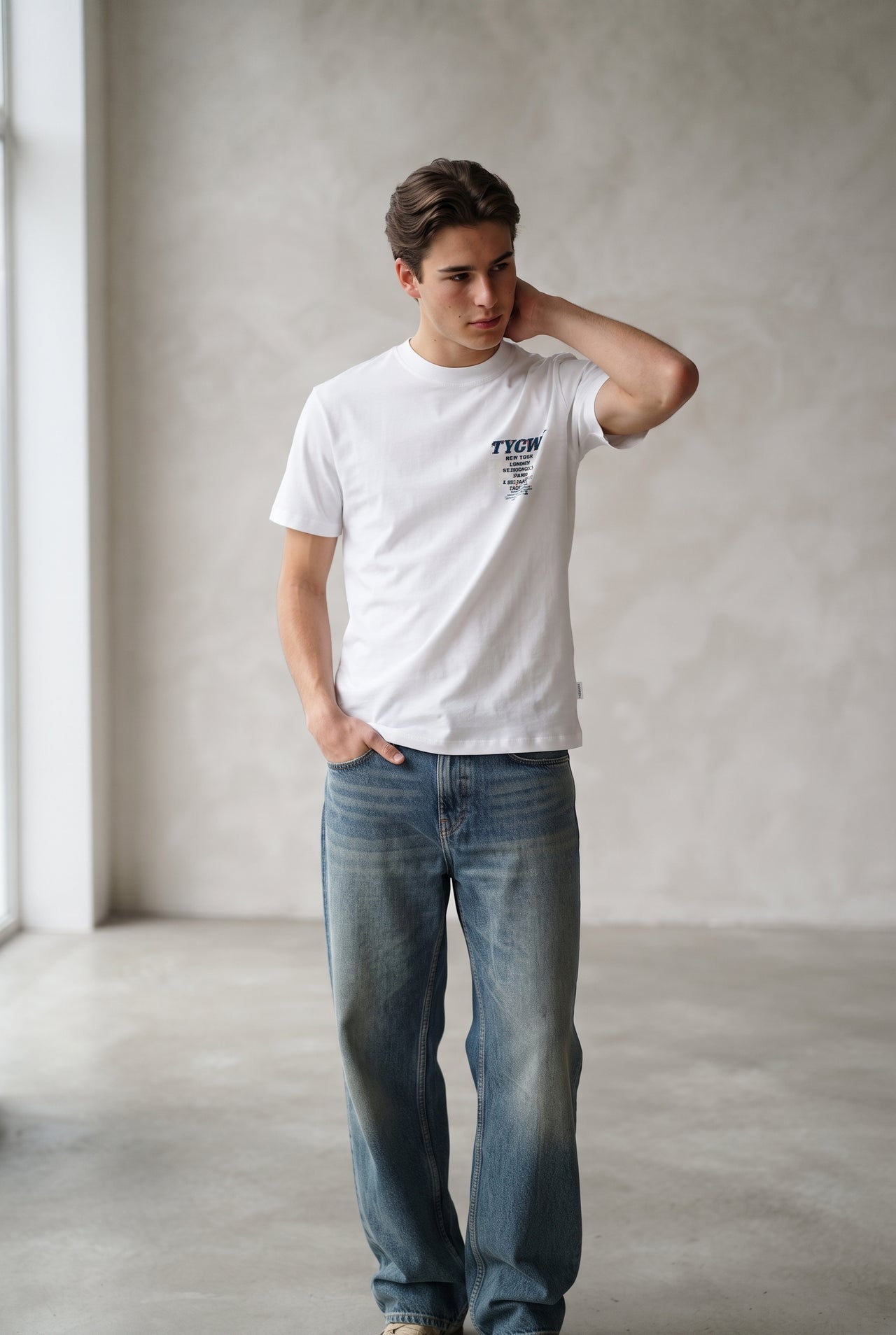Camiseta básica manga corta blanca, chico.