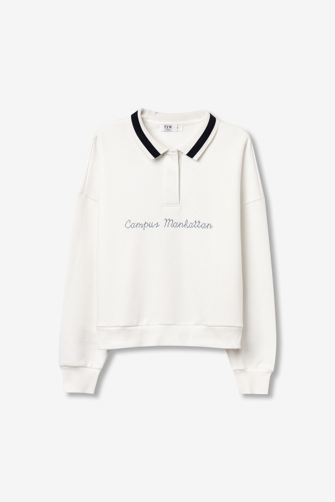 Sudadera cuello polo contraste.