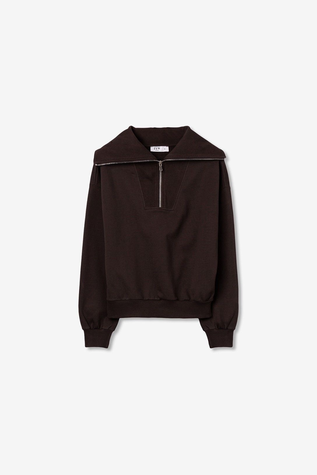 Sudadera sin capucha con cremallera, marrón.