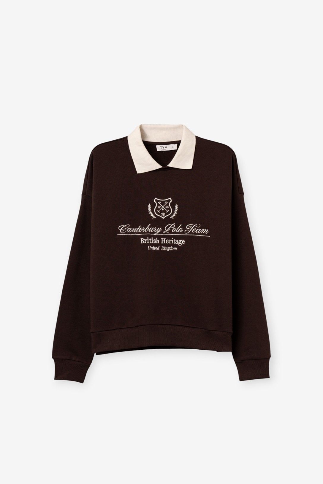 Sudadera cuello polo contraste.