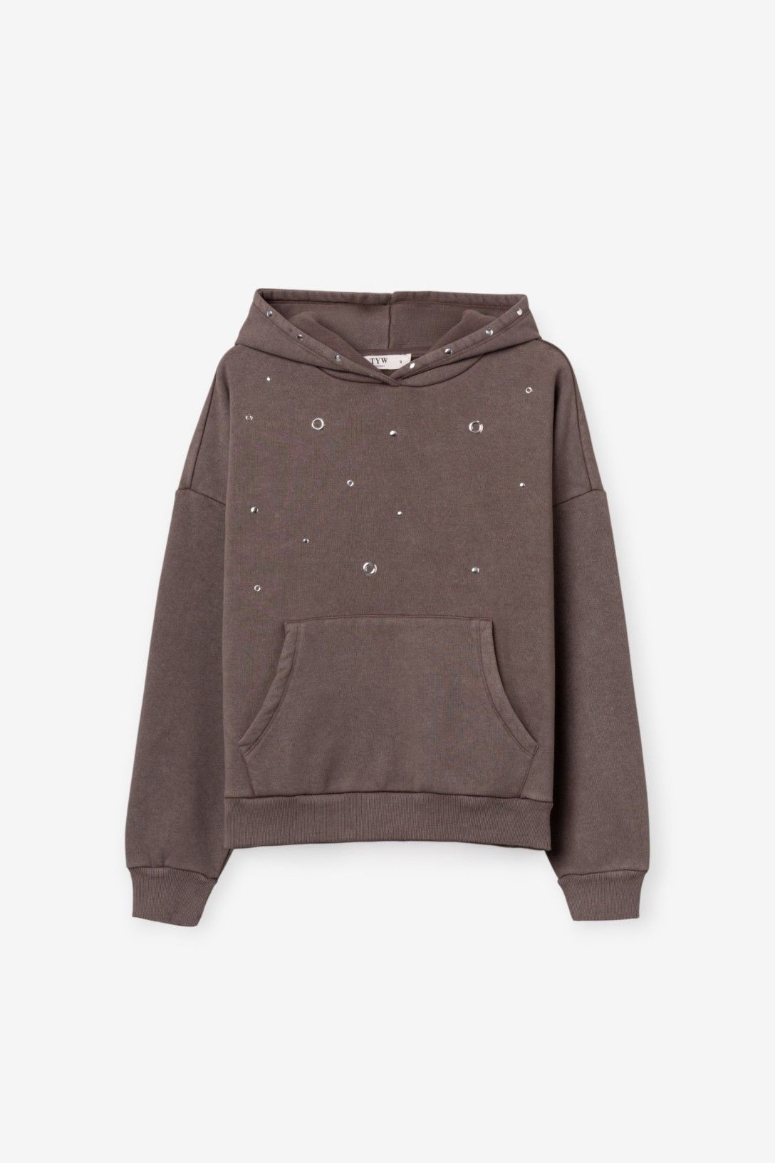 Sudadera con capucha y tachuelas gris
