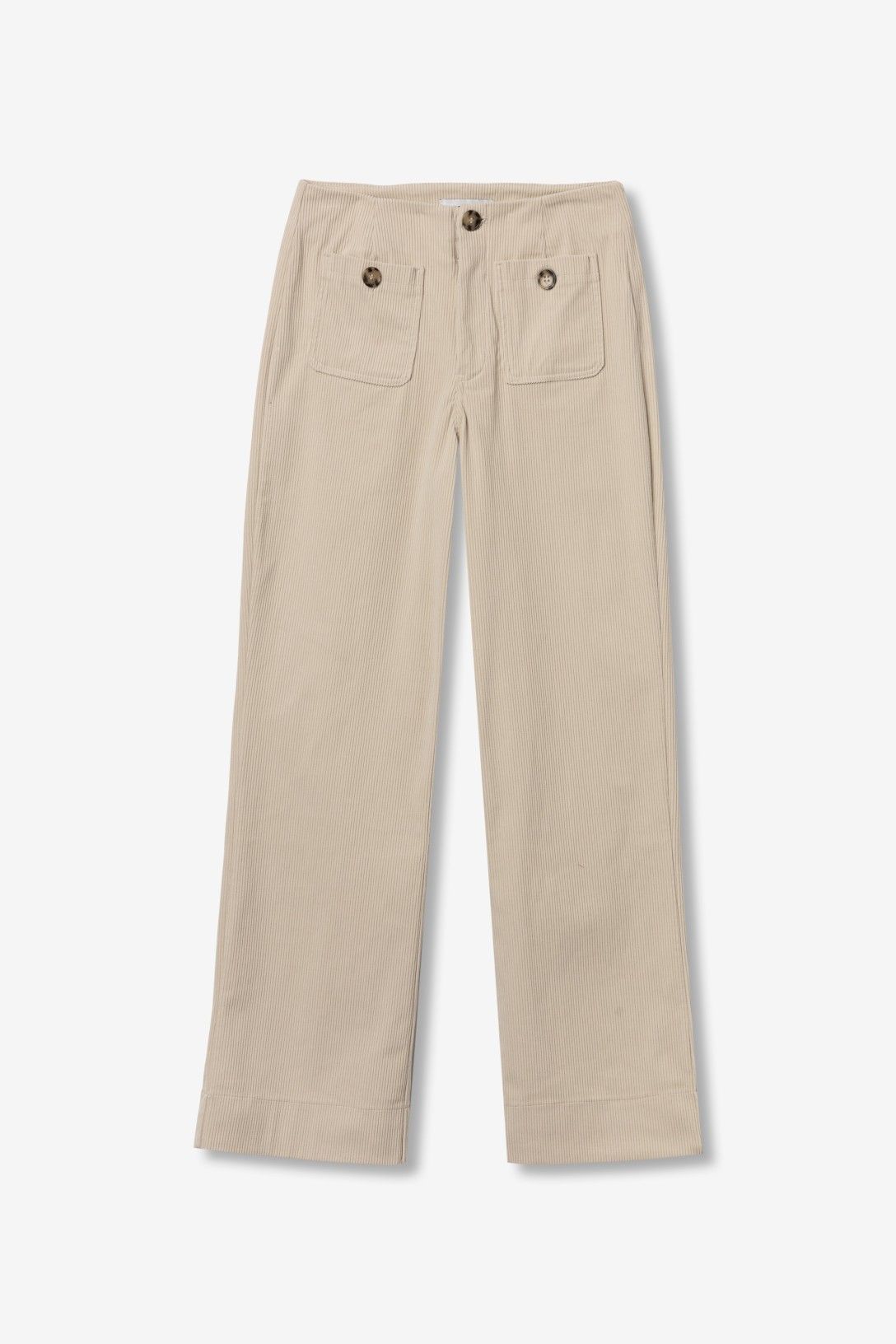 Pantalón recto acanalado beige