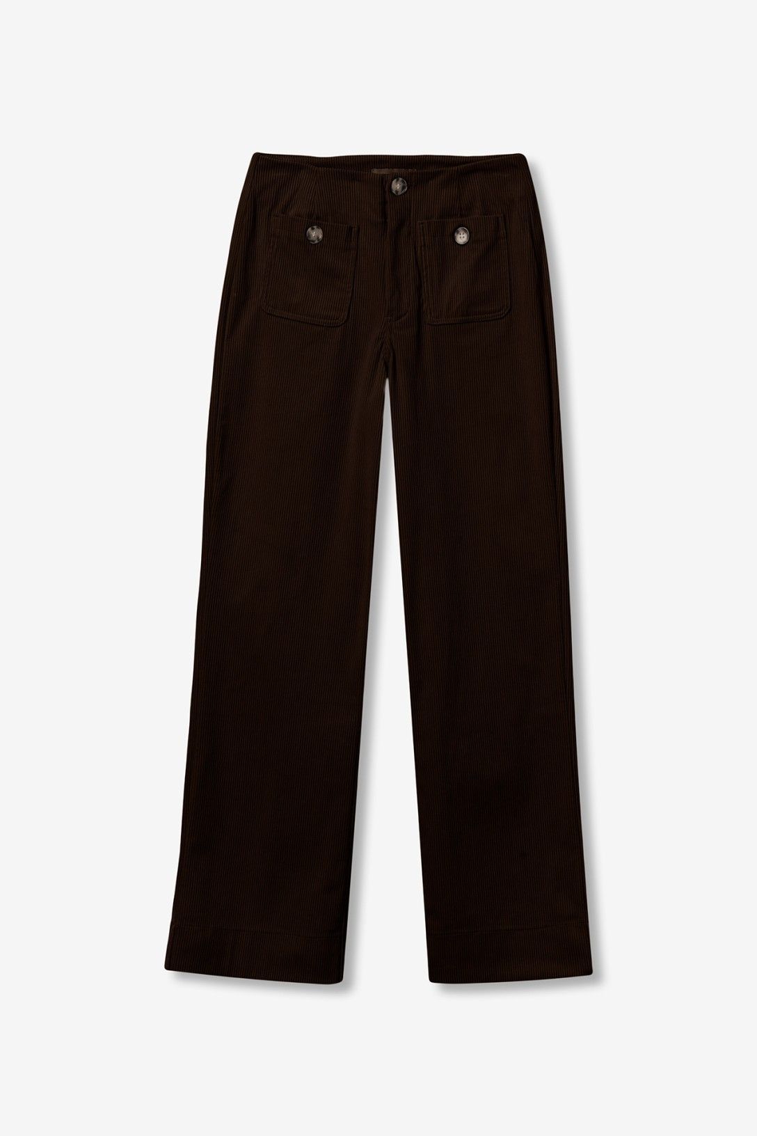 Pantalón recto acanalado chocolate