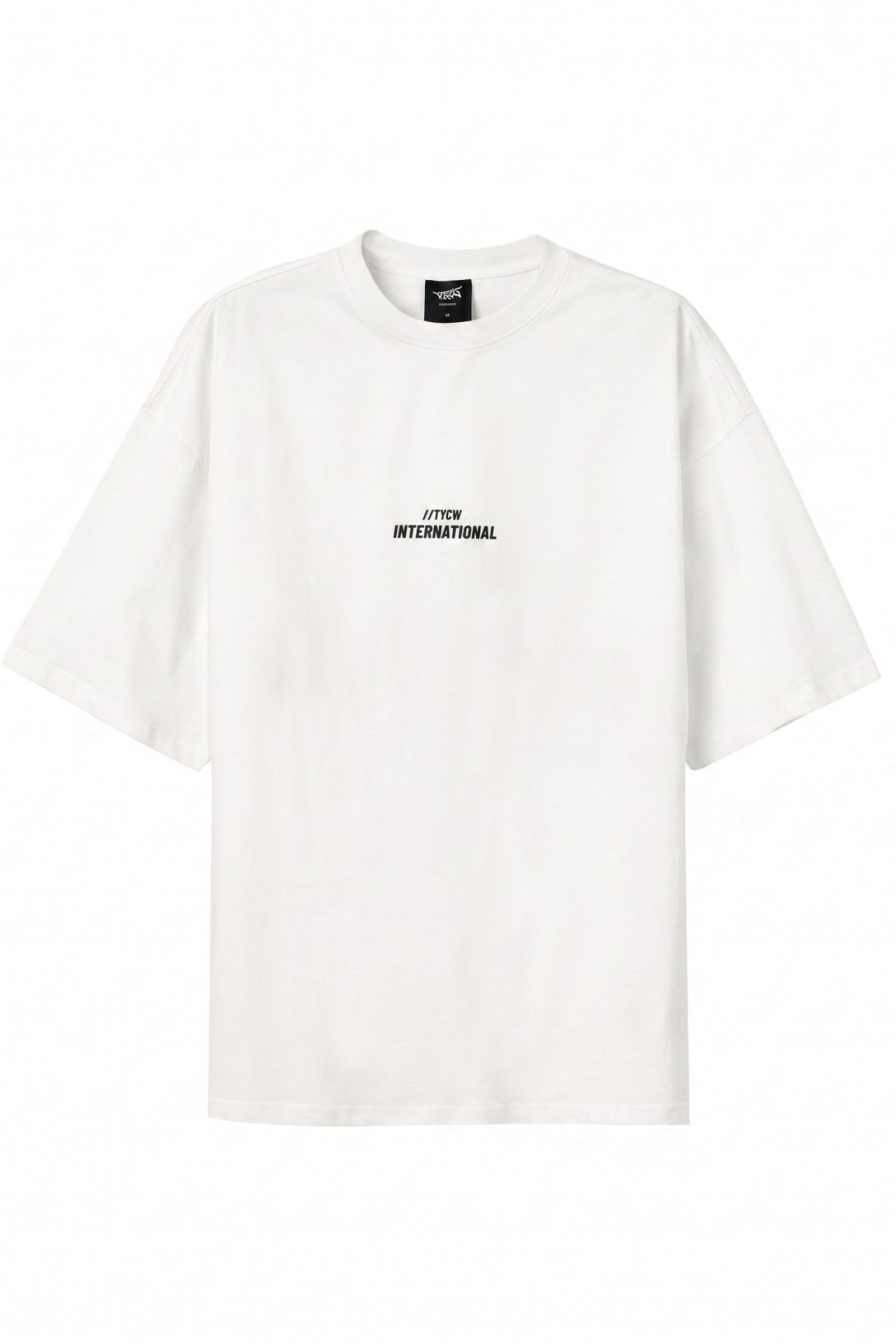 Camiseta Manga Corta cuello redondo oversize blanca,chico.