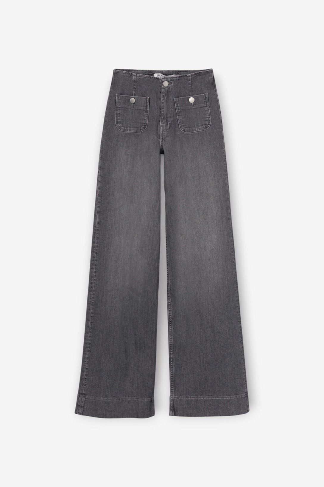 Pantalon wide leg tiro alto gris