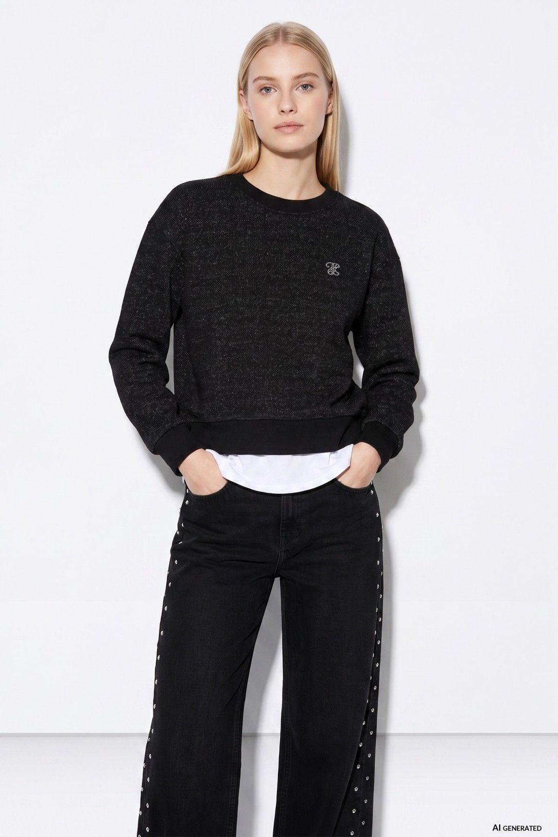 Pantalón vaquero tachuelas negro