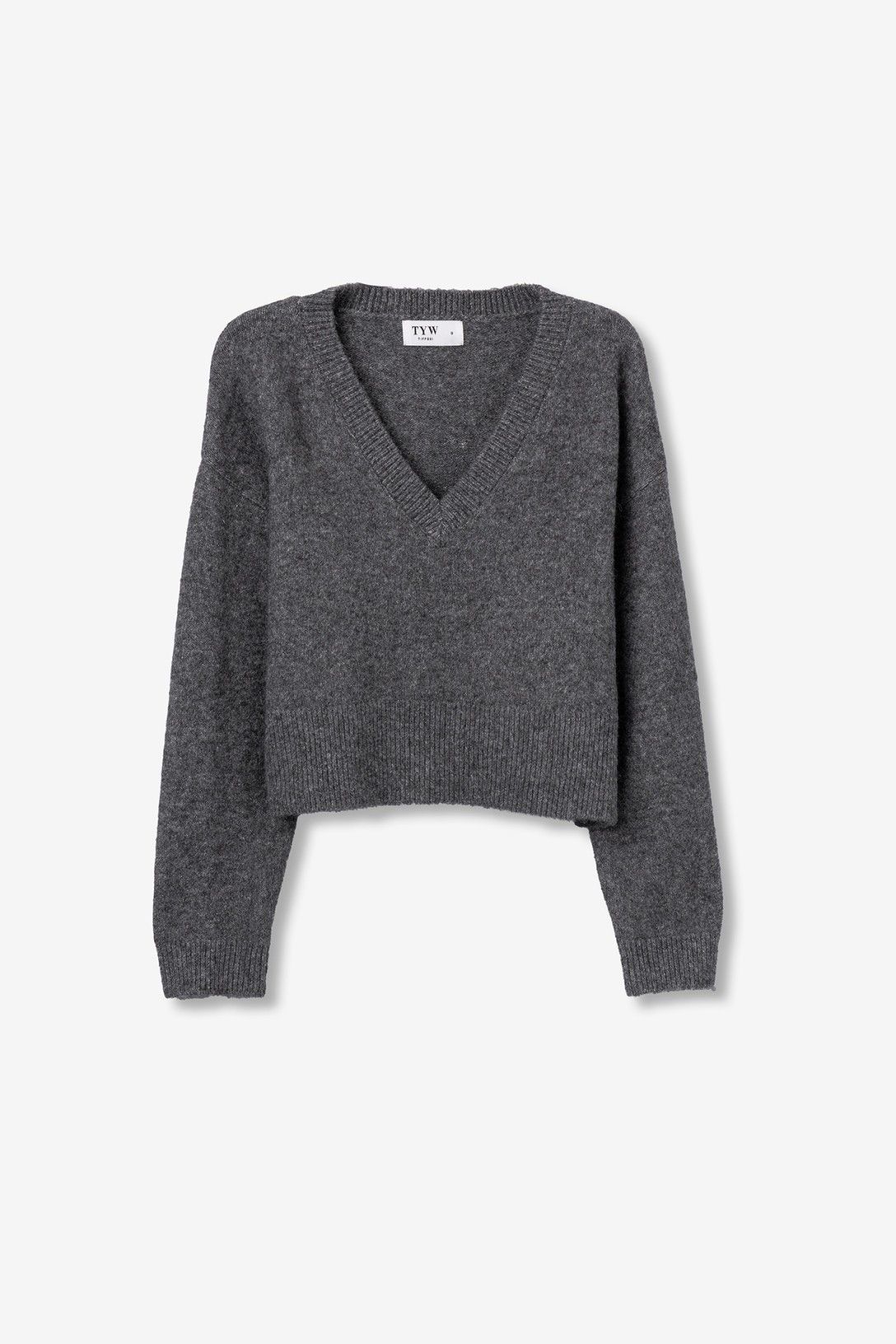 Jersey punto cuello pico gris