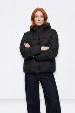 Chaqueta abrigo capucha  acolchado negro