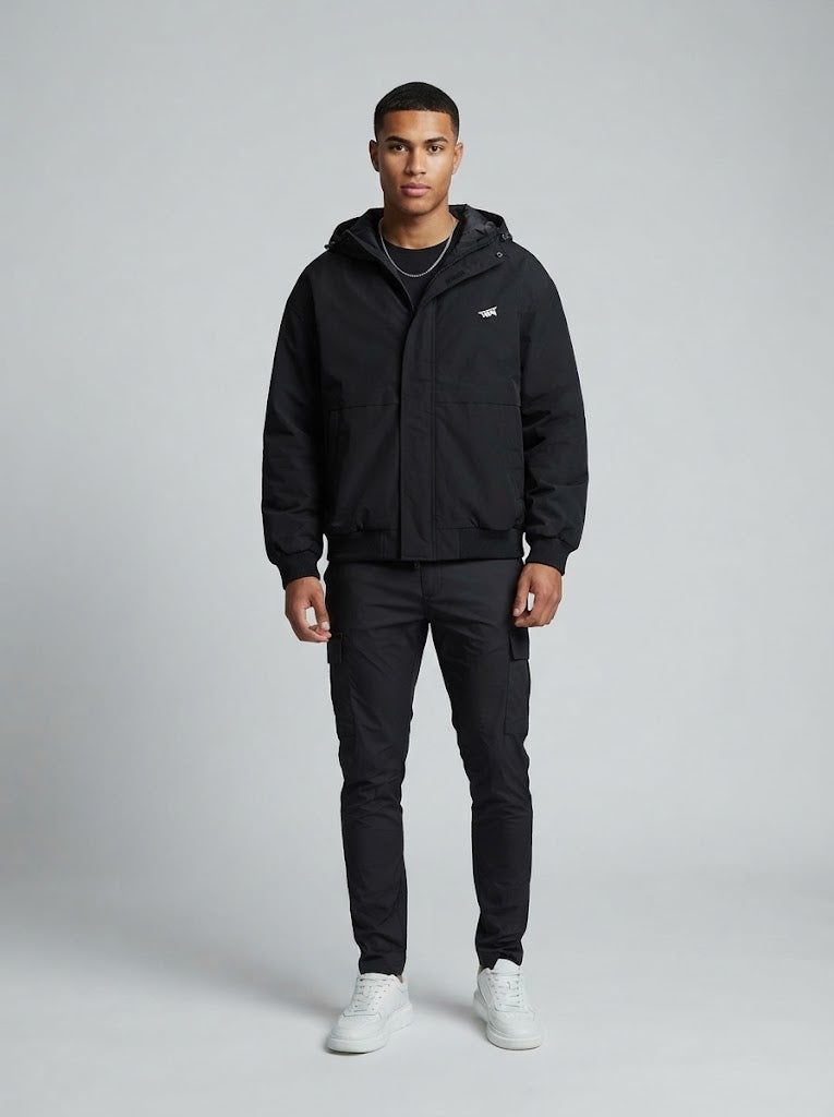 Chaqueta acolchada capucha negra