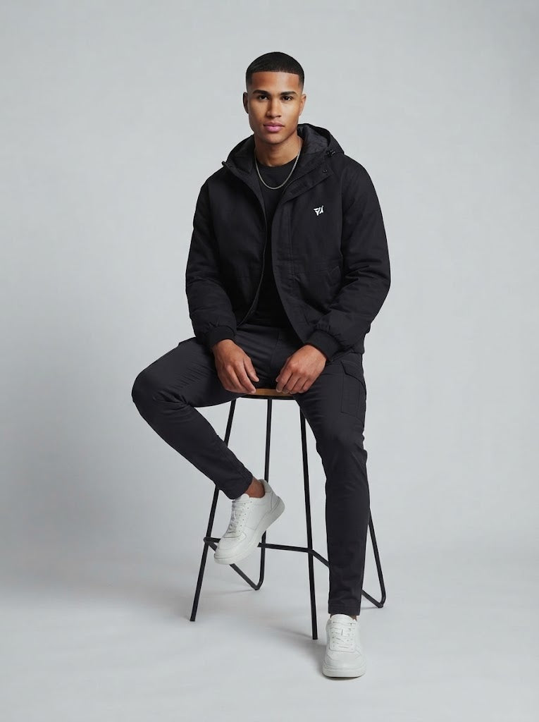 Chaqueta acolchada capucha negra