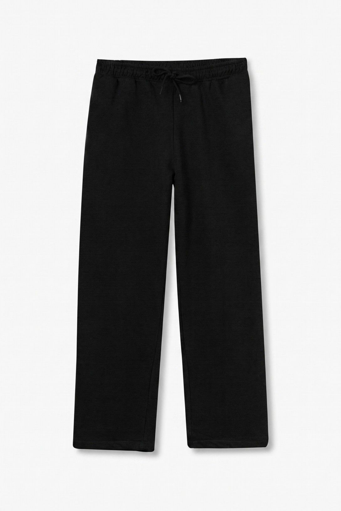 Pantalón largo recto, holgado con cintura elástica, negro, chico.
