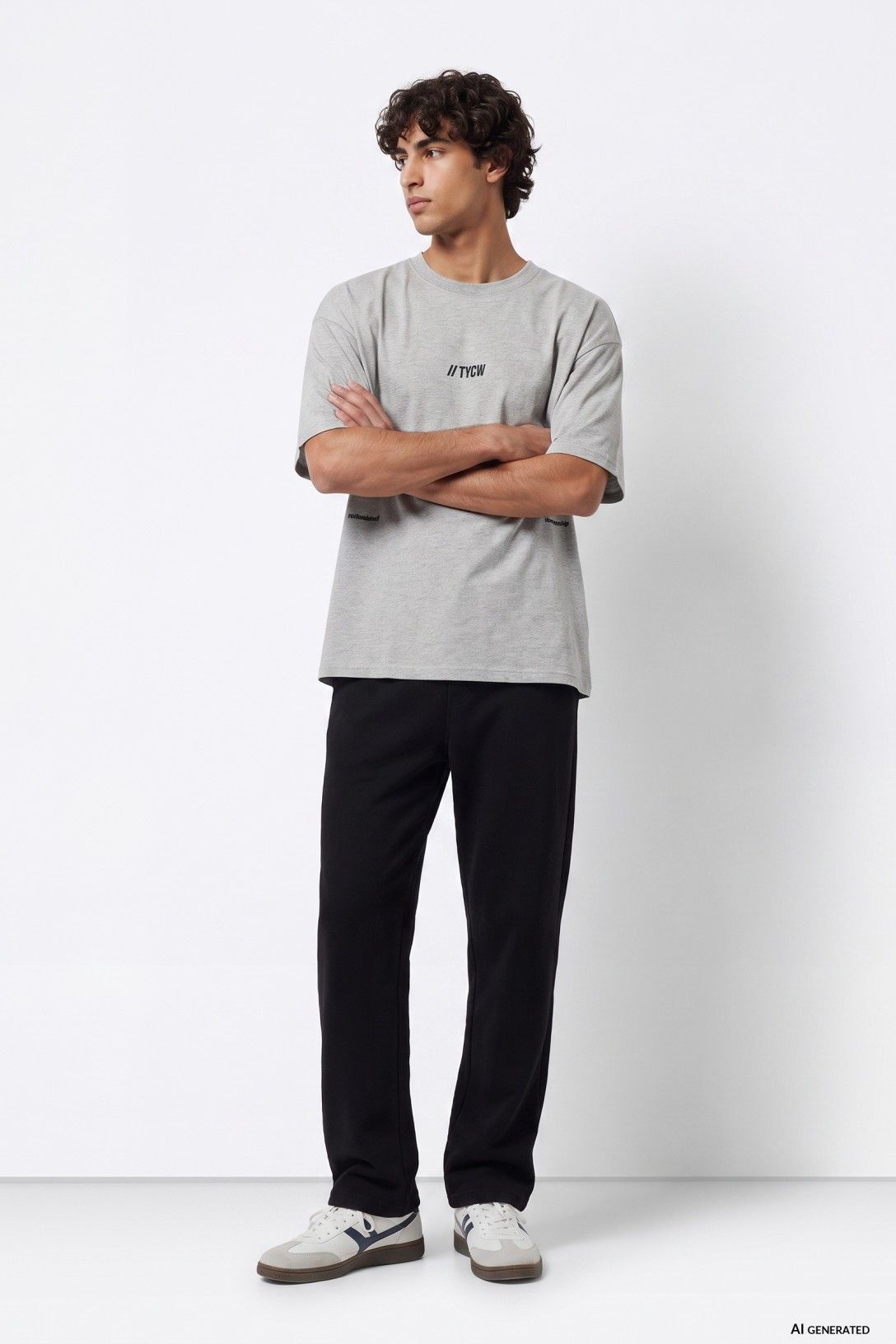 Pantalón largo recto, holgado con cintura elástica, negro, chico.