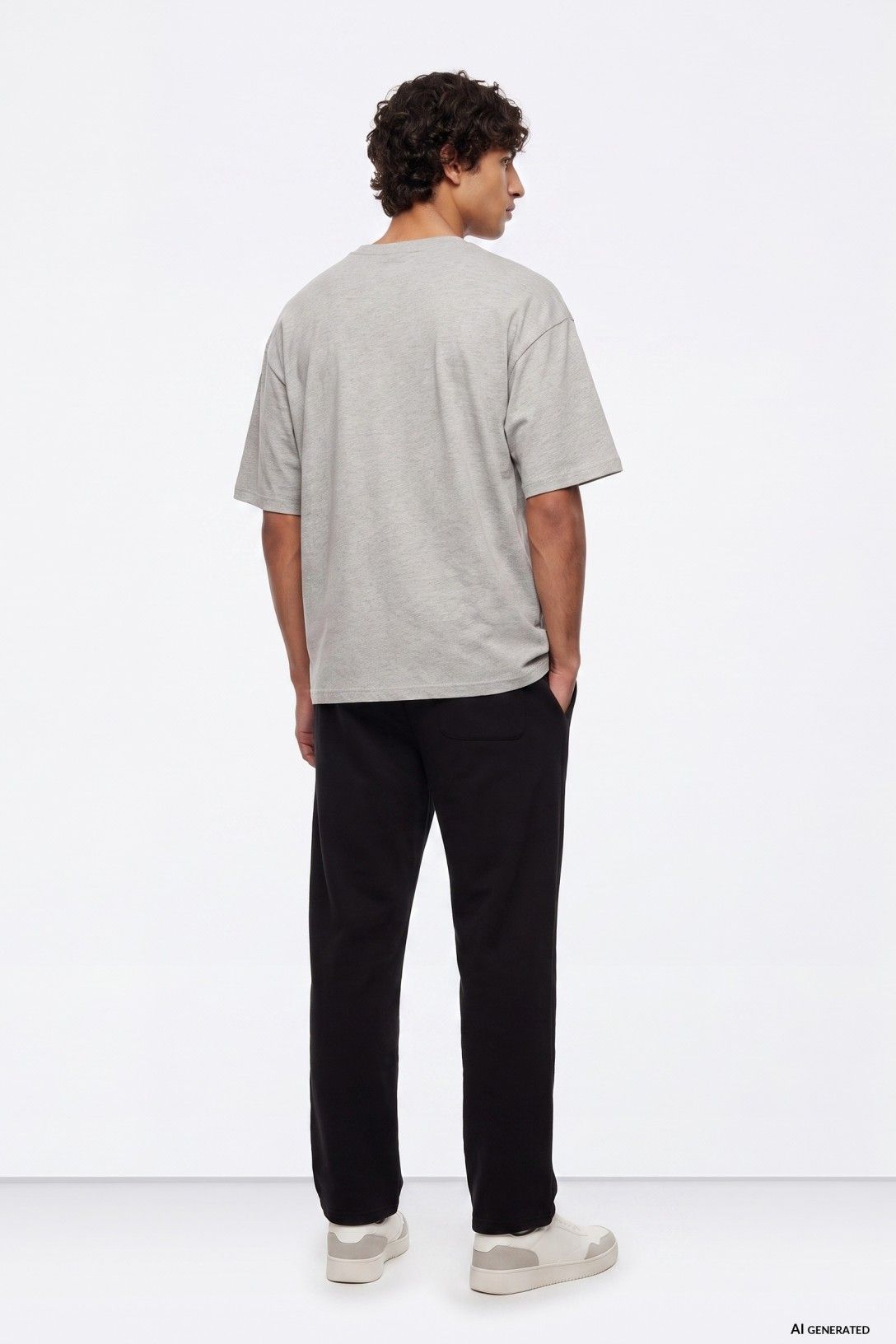 Pantalón largo recto, holgado con cintura elástica, negro, chico.