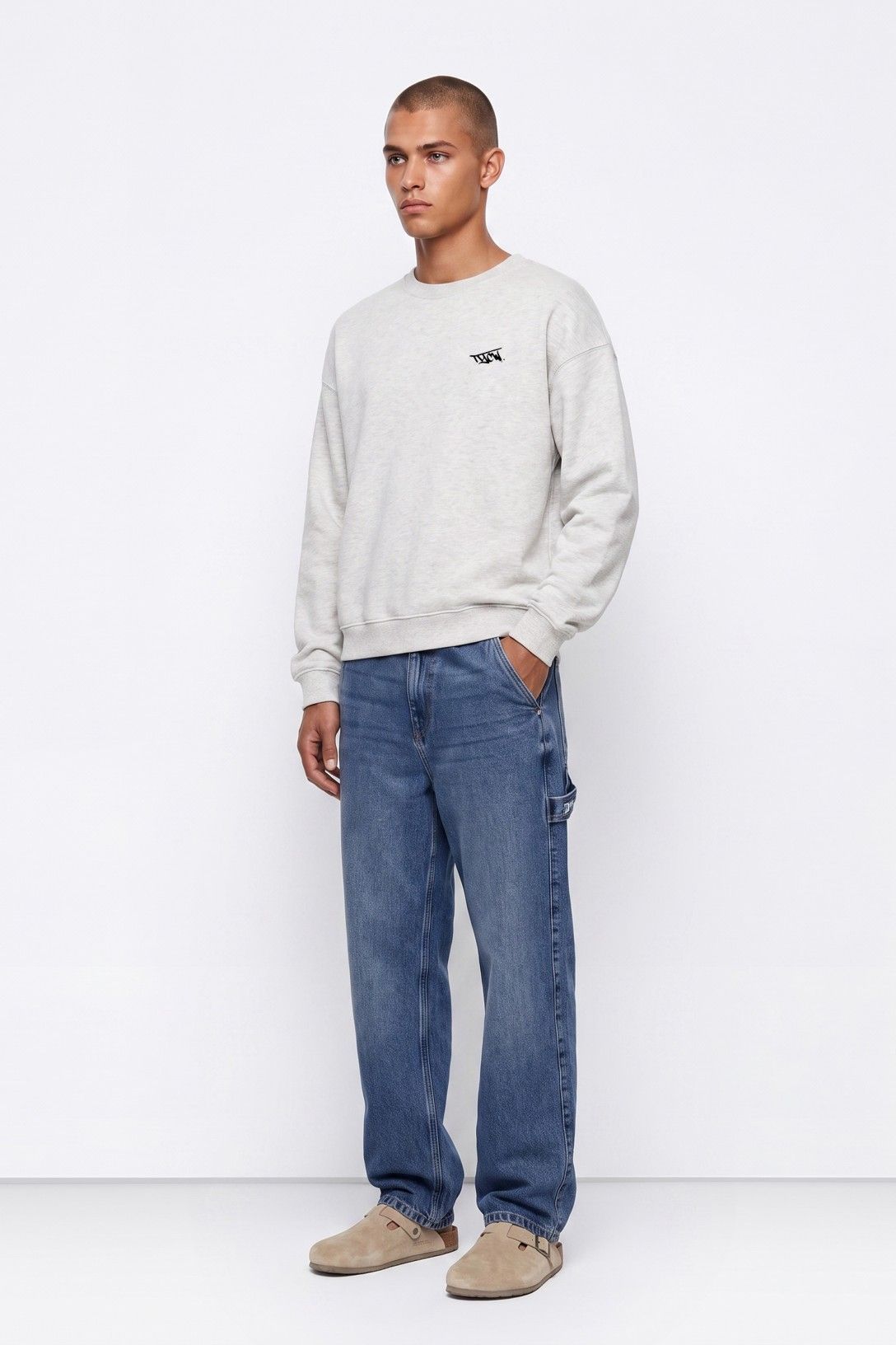Pantalón vaquero recto presilla lateral