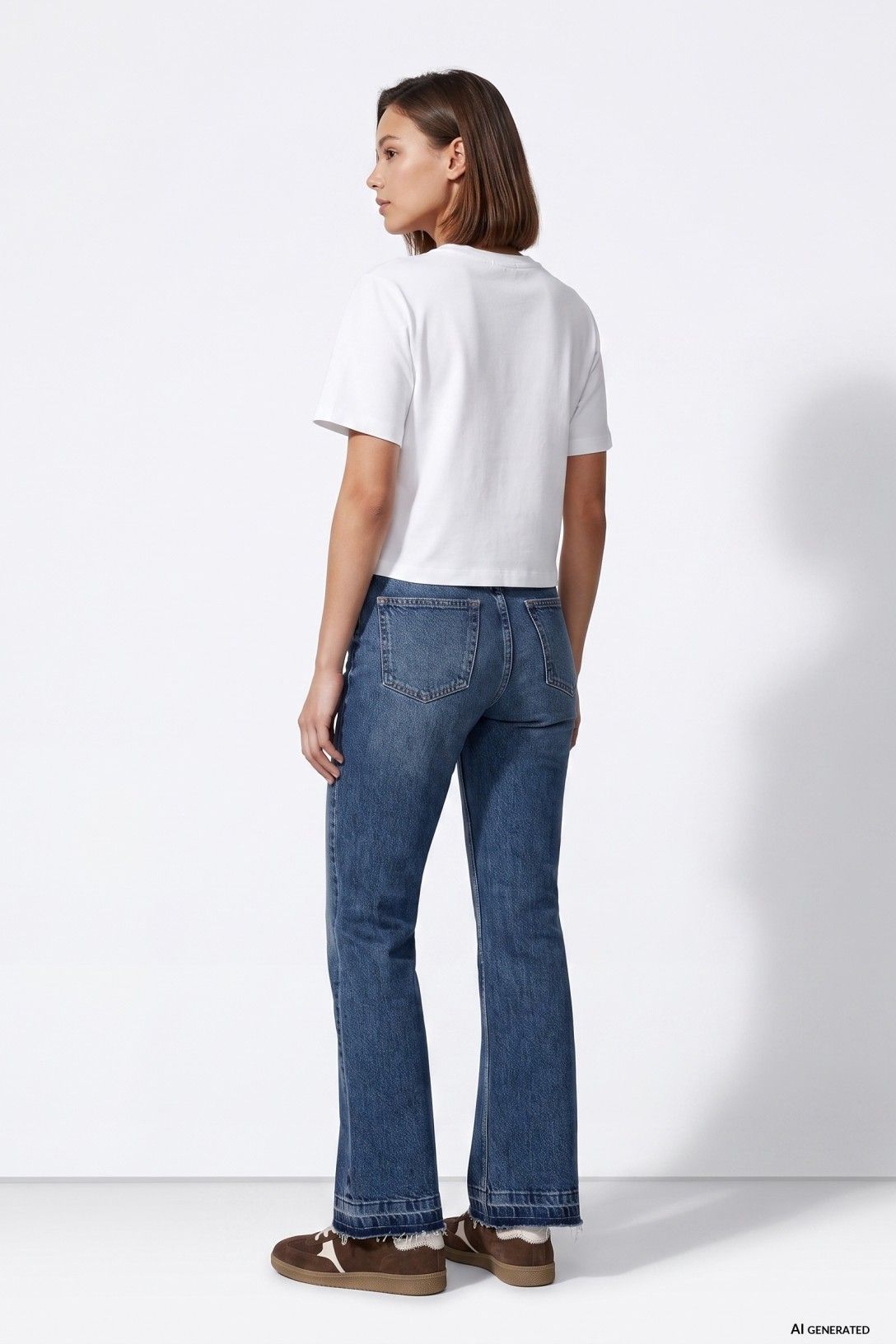 Pantalón vaquero ligeramente acampanado.