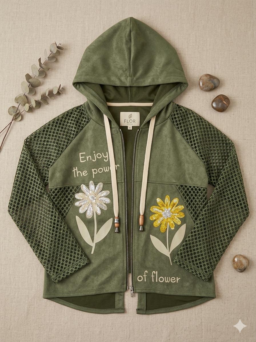 Chaqueta manga calada.