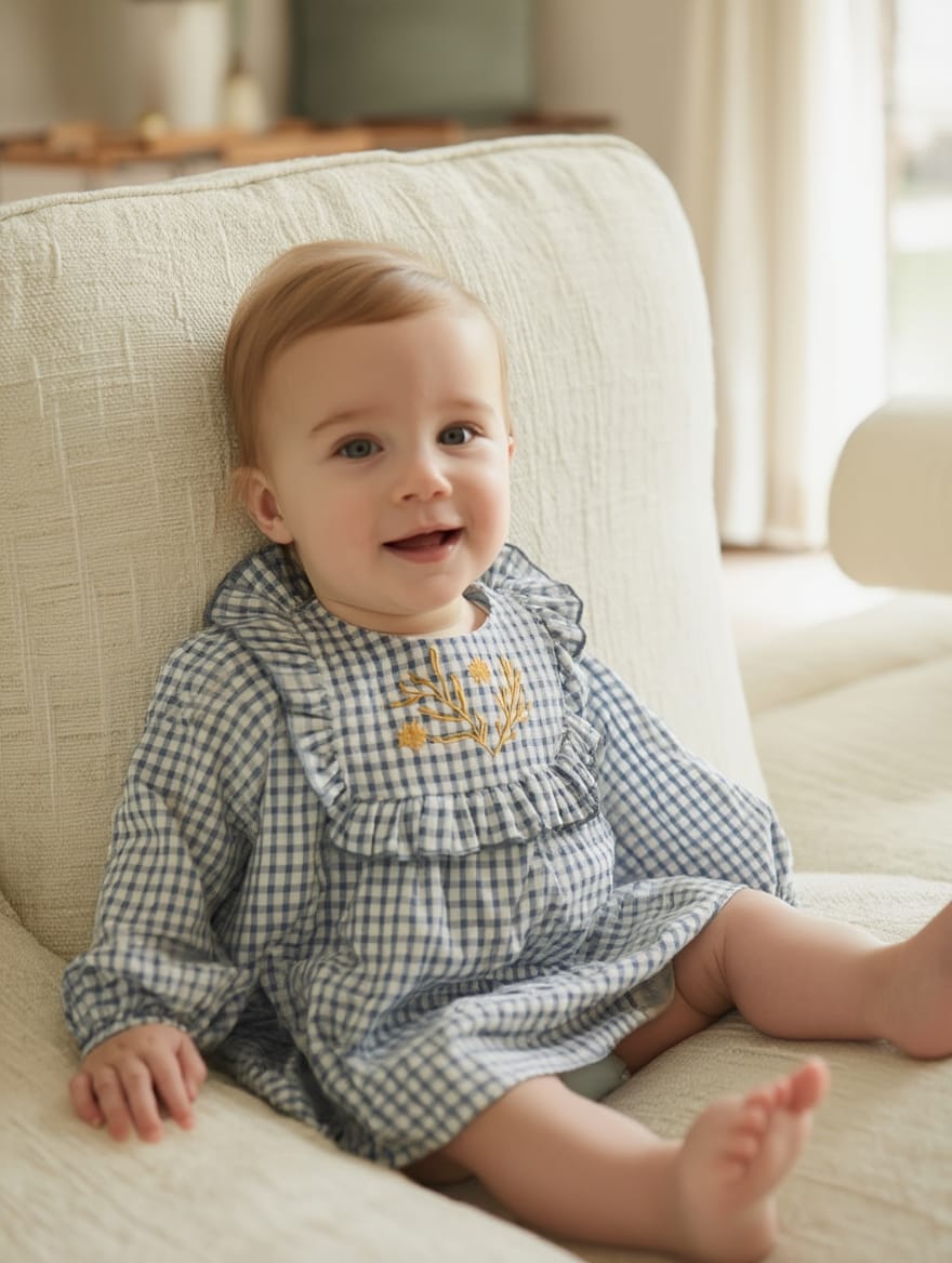 Vestido Bebe Niña Cuadros Vichy