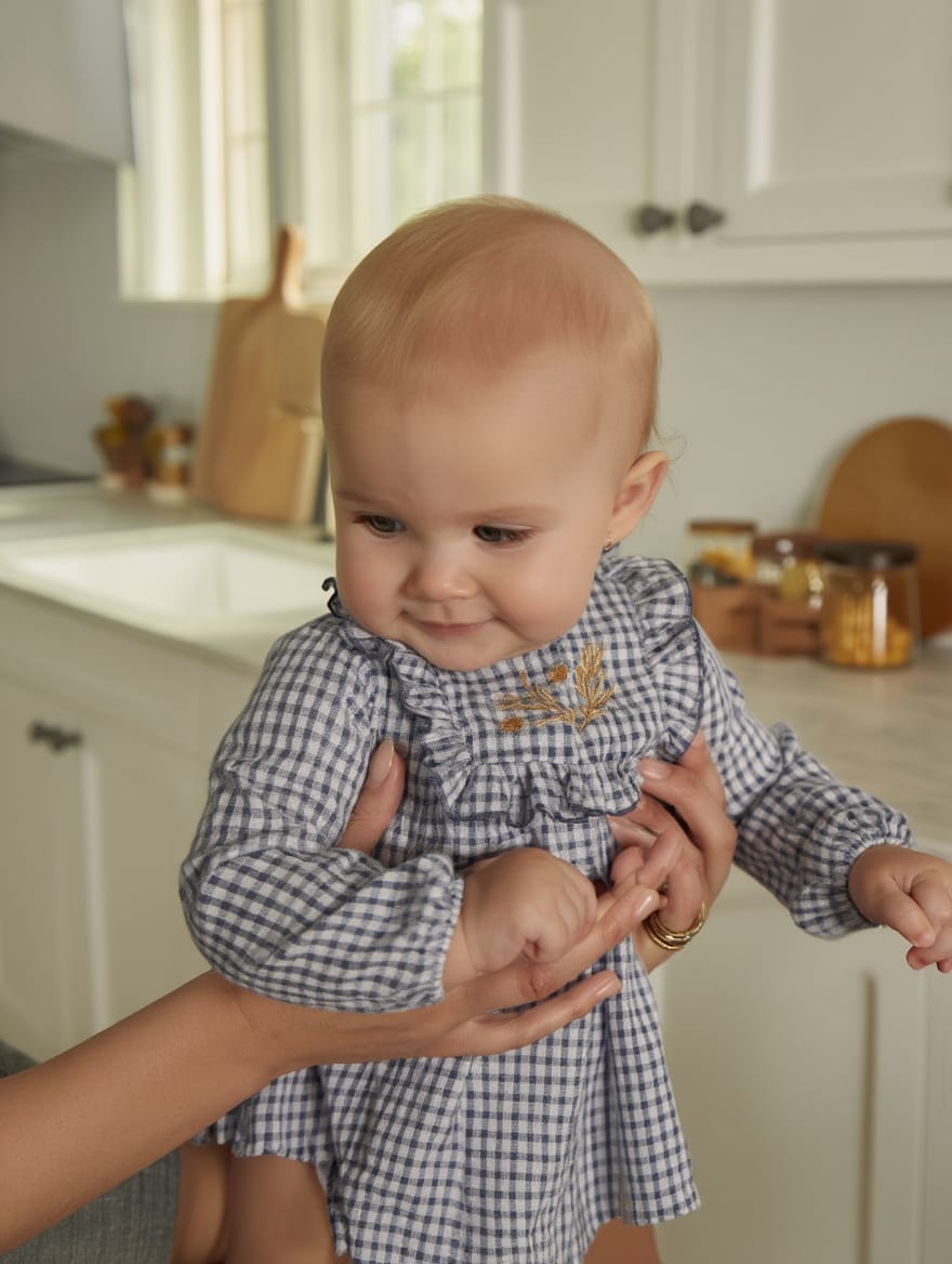 Vestido Bebe Niña Cuadros Vichy