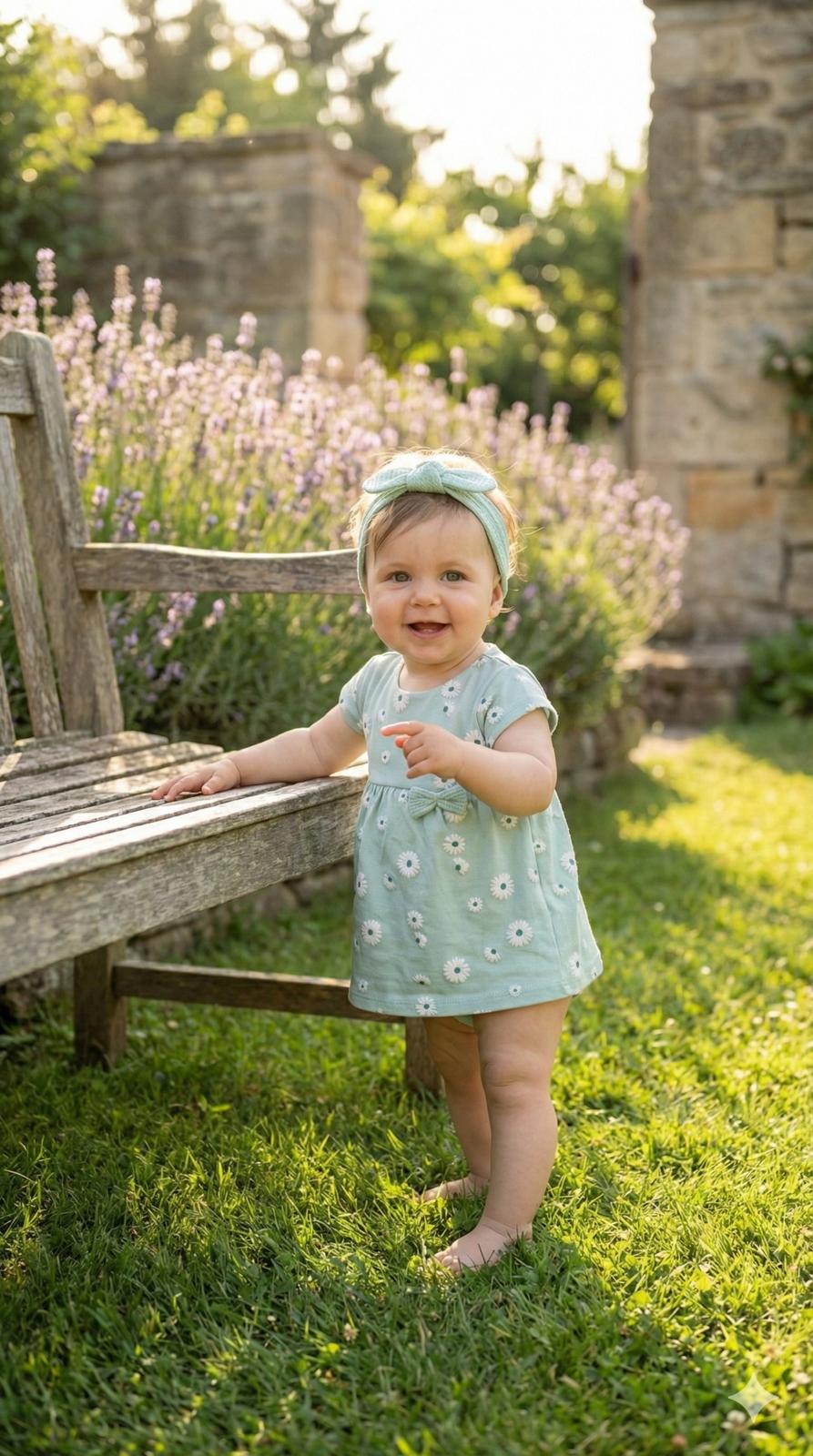 Conjunto de Vestido Braguita Y Diadema de bebé