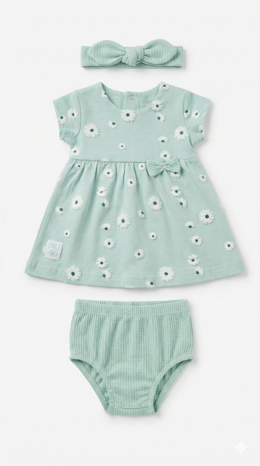 Conjunto de Vestido Braguita Y Diadema de bebé