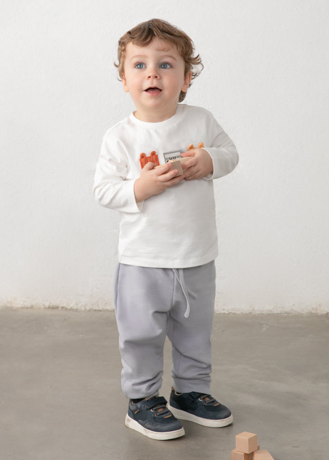 Pantalon felpa basico puños bebé niño