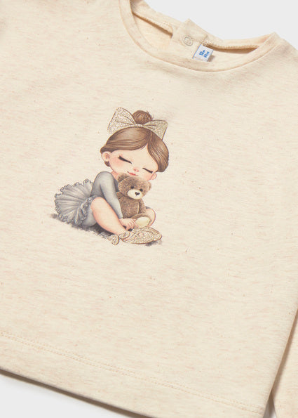 Camiseta manga larga grafica mangas abullonadas bebe niña.