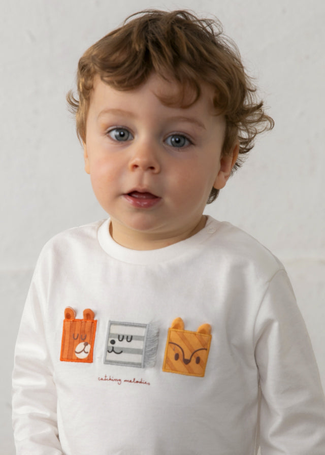 Camiseta manga larga caritas bebé niño.