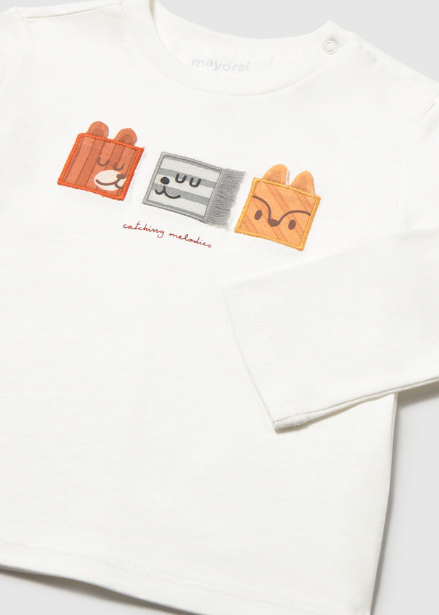 Camiseta manga larga caritas bebé niño.