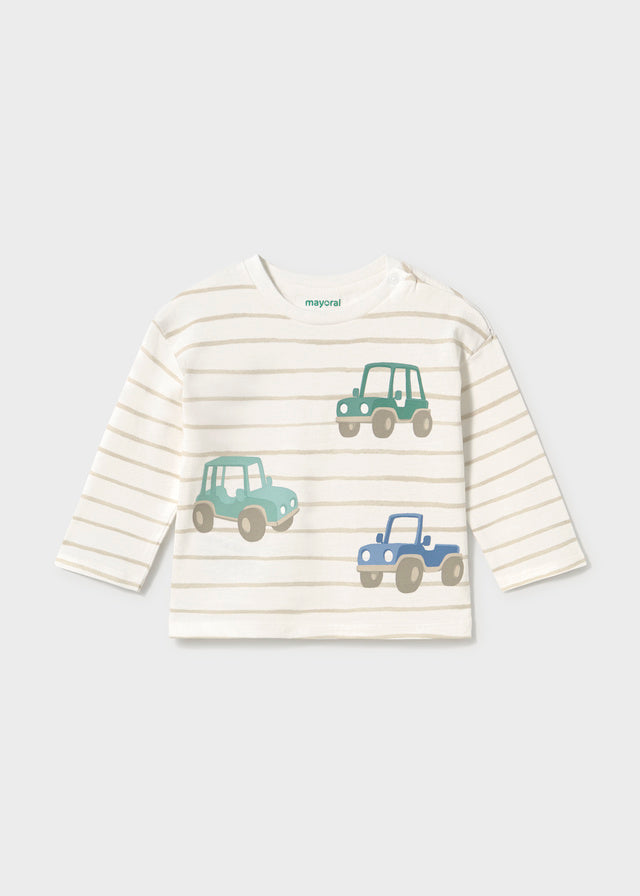 Camiseta manga larga rayas y print