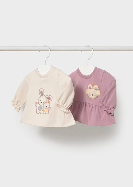 Set 2 camisetas manga larga bebé niña