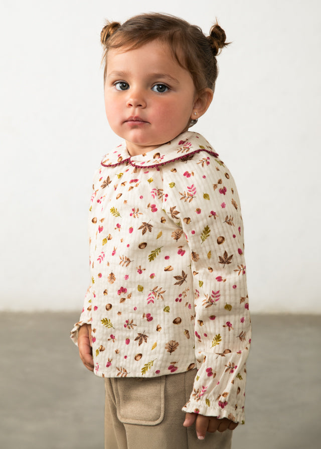 Blusa plana textura bebé niña